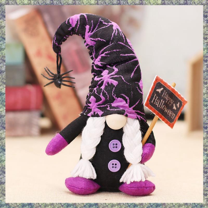 WON 2 Piece Halloween Decorations Indoor Scary Party Supplies As Shown Halloween Gnome Doll Dwarf Plush Doll Decorations Scary