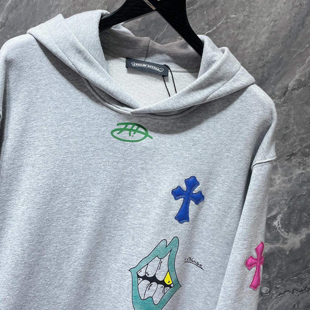 8653 CHROME HEARTS New Spring and Autumn Plus-size Thin Style Classic Style Logo Hooded Sweatshirt for Couples