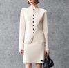 Pre-Owned Cloud-Soft Cashmere Wool One-Shoulder Slim-Fit Cardigan with Light Fishtail Skirt