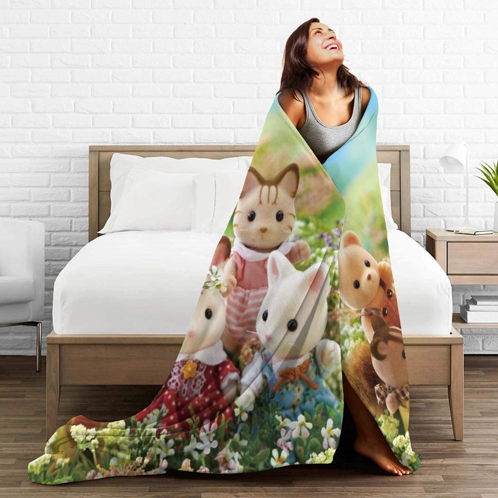 Super Soft Sylvanian Families Throw Blanket Premium Flannel Fleece Lightweight  Bed Blanket Cozy Warm Blankets All Season Use