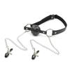 Faux Leather Choker Collar with Nipple Breast Clamp Clip Chain Couple Funny and Interesting Adult Games SM Sex Toys for