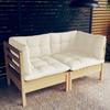 Vidaxl 2-Seater Garden Sofa with Cream Cushions, Pine Wood