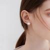 S925 Sterling Silver Pearl Flower Stud Earrings: Japanese Korean Style with Rhinestones for a Sophisticated, High-End Look