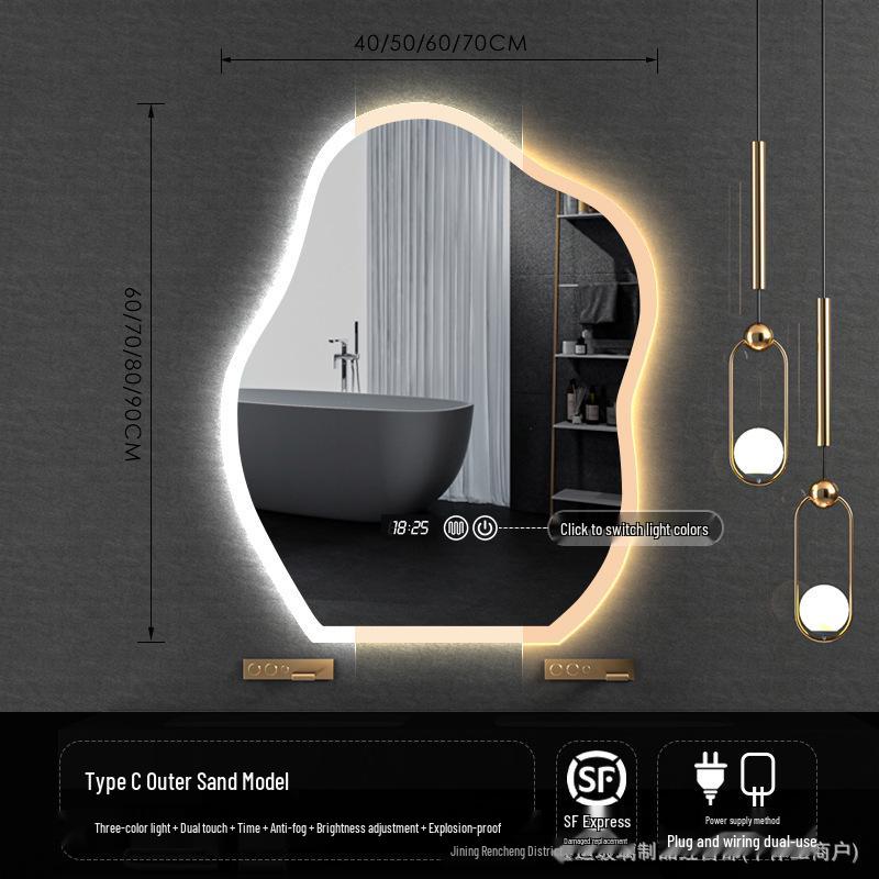 Irregular Shape LED Vanity Mirror: Wall-Mounted, Luminous, Smart Cloud Bedroom Makeup Mirror with Lights