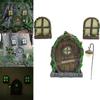 Fairy Miniature 4pcs Tree Door Window Door Glow Gnome Elf Home Sculpture Statues