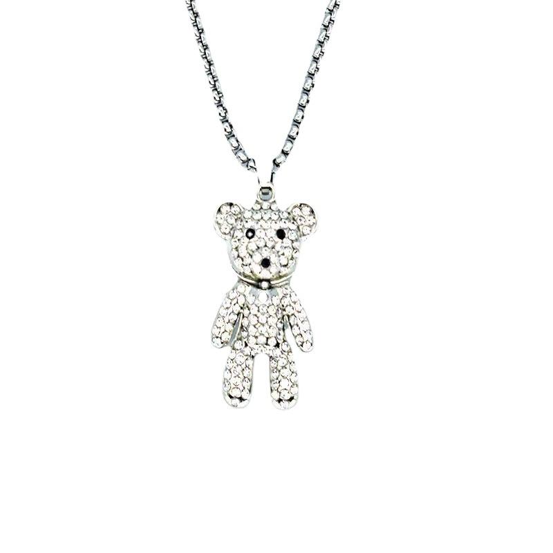 Cute Bear Necklace Female Versatile Hip-Hop Cold Wind Does Not Fade Sweater Chain Long Jewelry