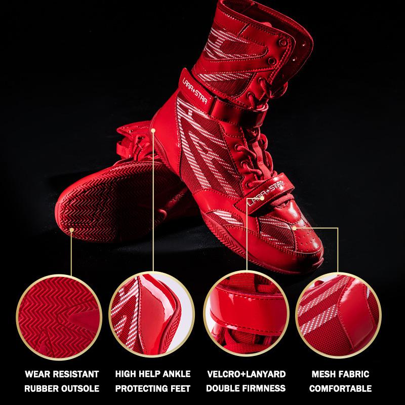 Edition Men's Boxing Boots Women High Top Hook Loop Breathable Wrestling Shoes Martial Arts Training Shoes