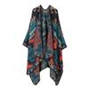 Boho Knit Shawl Women Men Lightweight Warm Wrap Scarf Fall Winter Ethnic Patterned Cape