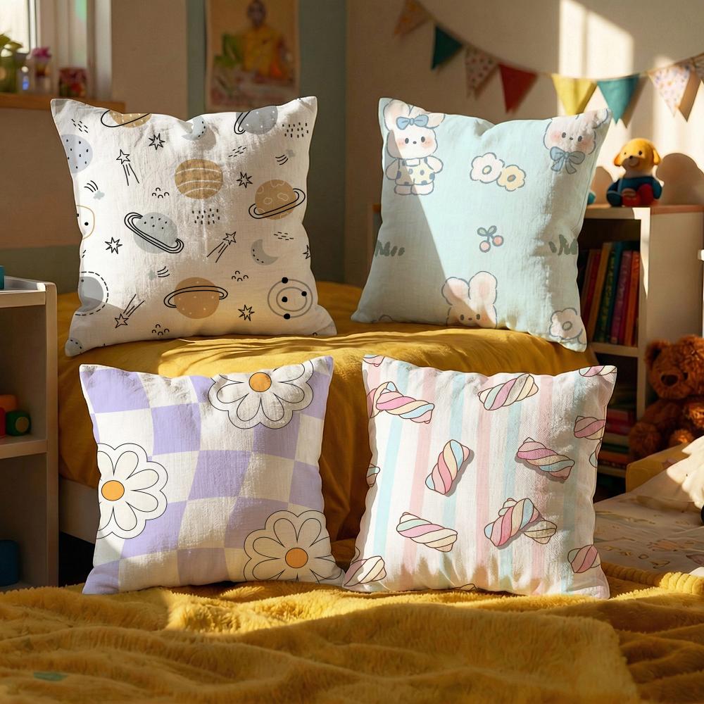 Cute Texture Cushion Cover Set of 4 Decorative Short Plush Pillow Covers for Sofa, Soft Cushion Case Cm
