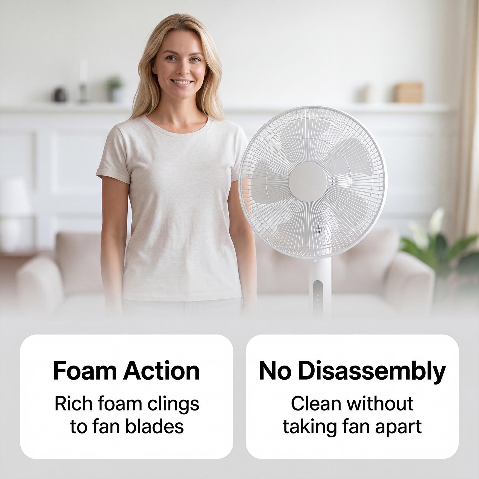 Dry Up Fan Cleaner Foam Cleaner for Most Fan Types Mild Neutral Formula for Surface Grime Removal Easy All in One Use 120ml One Size розовый