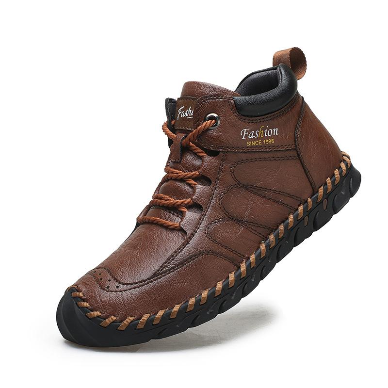 Autumn and winter short boots large size men s medium top Martin boots outdoor casual shoes hand-stitched fashion men s boots 38