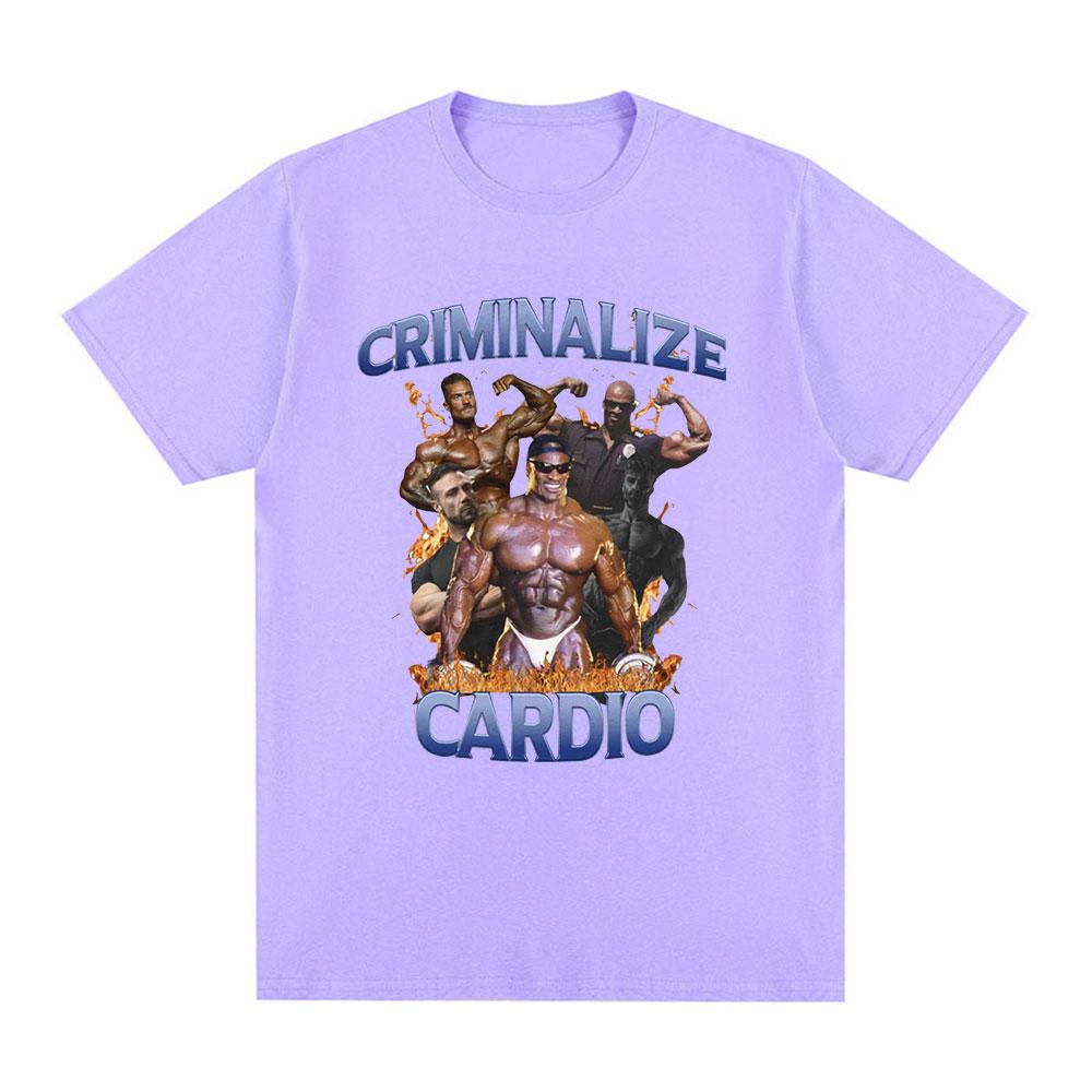Criminalize Cardio Meme Graphic T Shirt Gym Fitness Vintage Short Sleeve T-shirt Men Fashion Hip Hop Cotton Oversized T-shirts
