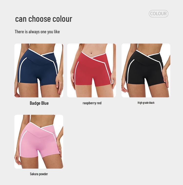 Color-Block Yoga-Shorts mit überkreuztem Bund - Hüfthebende Passform für Laufen & Fitness