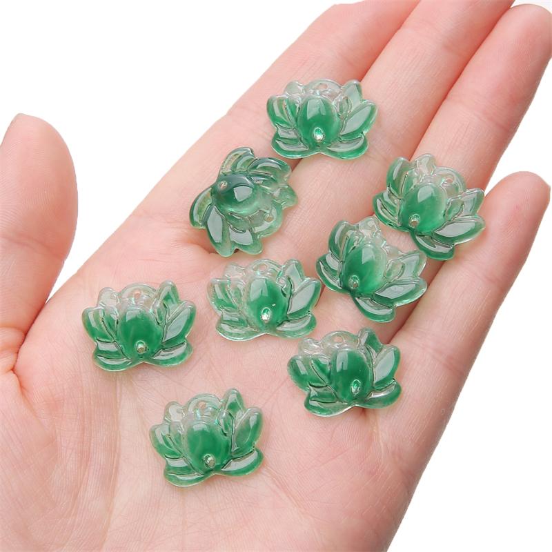 5Pcs Glass Double Hole Lotus Flower Beads Pendant Charm for Necklace Bracelet Earring DIY Jewelry Making