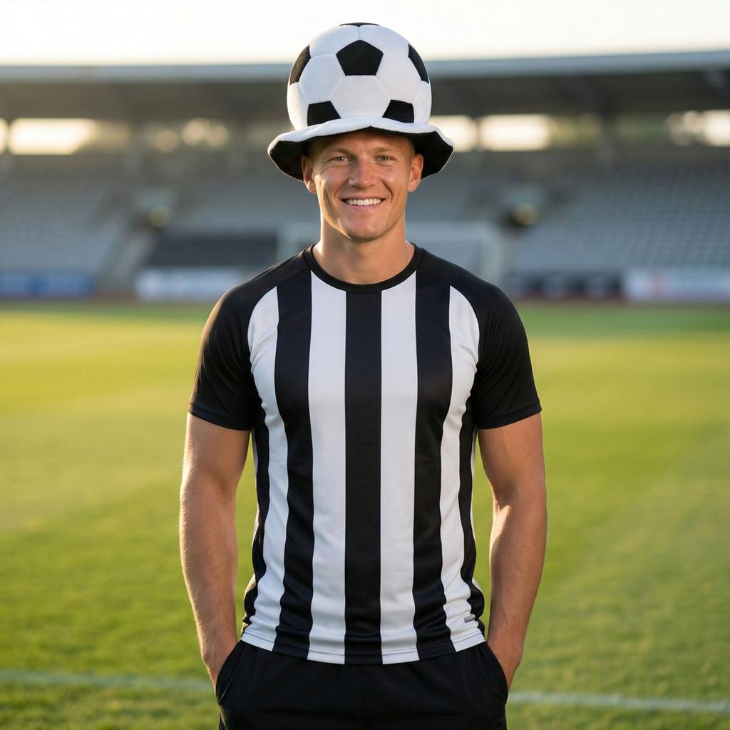 Black-and- Patchwork Classic Football Cap For Fans, Sports Events, And Team Entrance