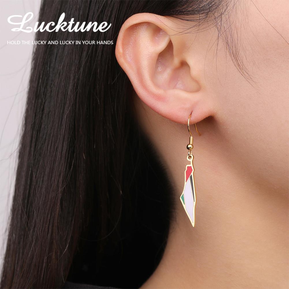 Lucktune Palästina Karte Anhänger Ohrringe Edelstahl Ohrringe Für Frauen Palästinenser Ethnische Karte Choker Schmuck Geburtstagsgeschenke