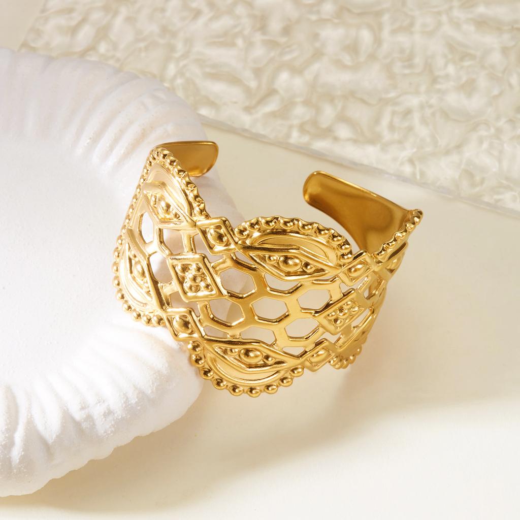 Bracciali Punk Massicci in Acciaio Inossidabile a Bracciale Largo per Donne Uomini Classici Geometrici Braccialetti Larghi Aperti Gioielli Estetici d'Amicizia