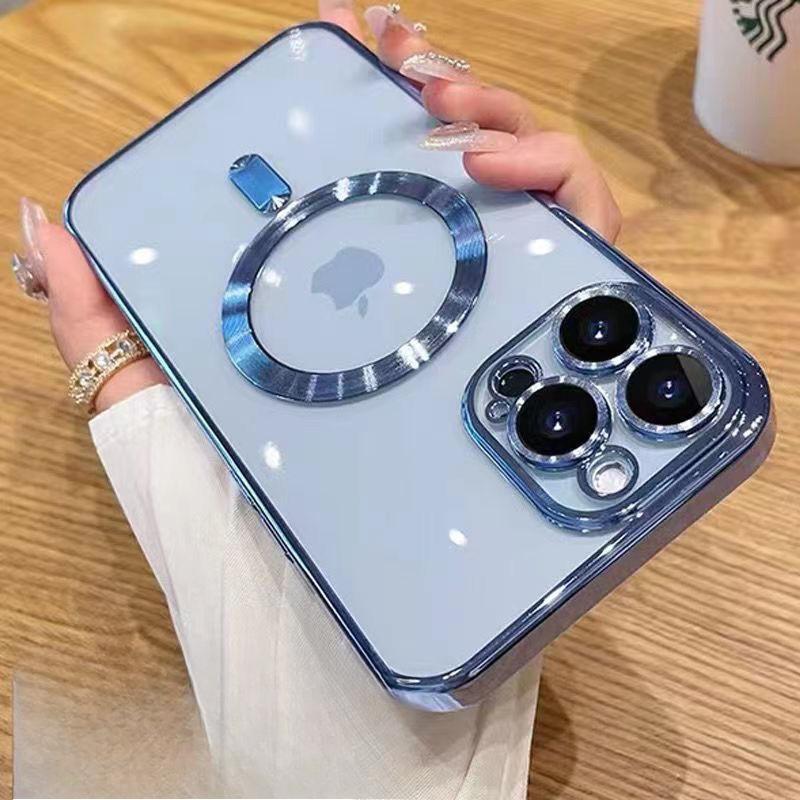 Aplicable a IPhone16Pro Funda magnética electrochapada para teléfono Apple 15 Carcasa blanda Cubierta completa 14 Transparente 13pro Funda protectora
