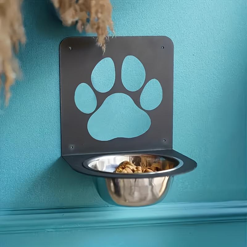 1pc Wall-Mounted Adjustable Height Pet Feeder Floating Shelf - Heavy Duty Iron Feeding Station with Bowl Holder, Space Saving