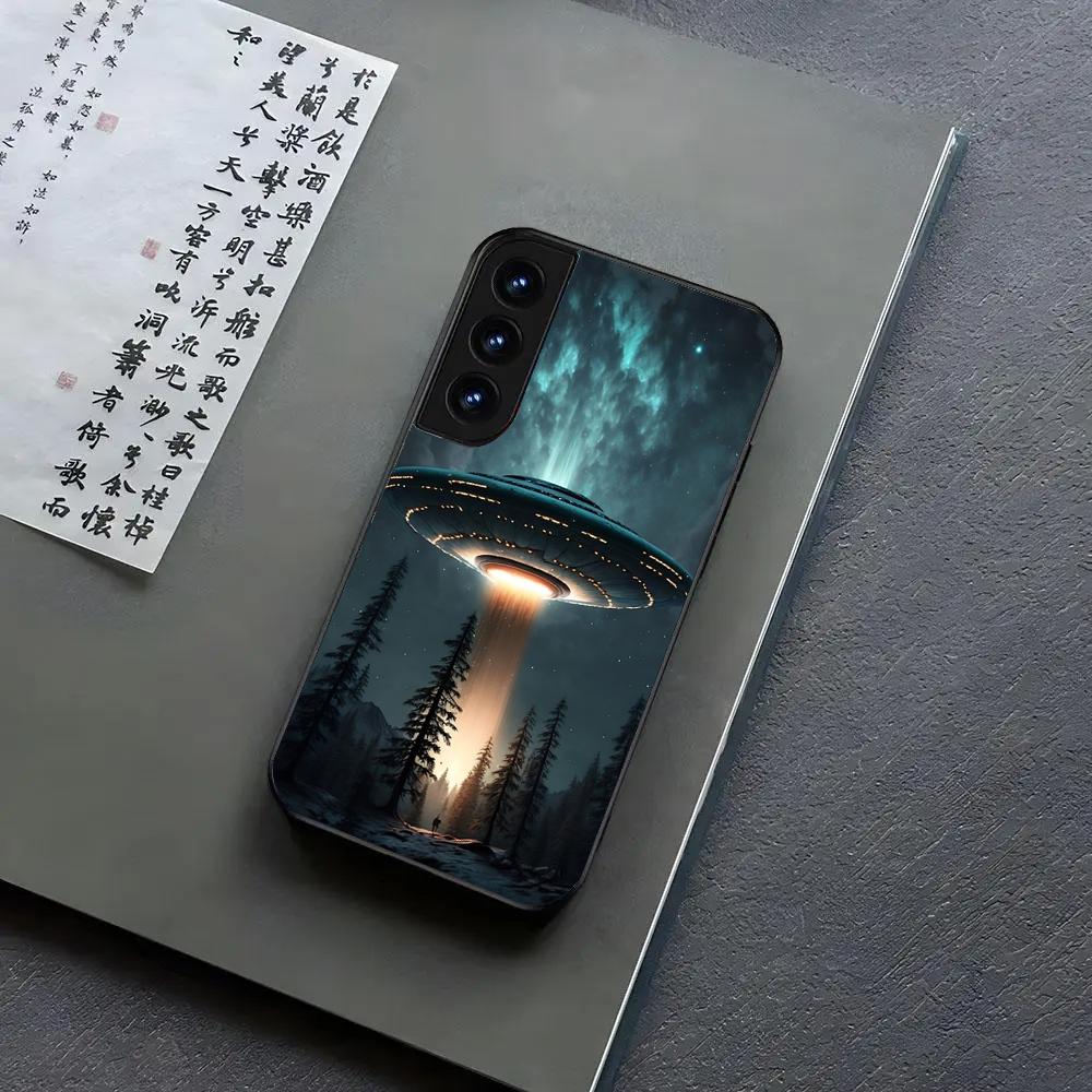 UFO Alien Phone Case For Samsung S24, S25 22,30,Note20,Ultra,Lite,Ultra5G,Plus,FE Black Cover