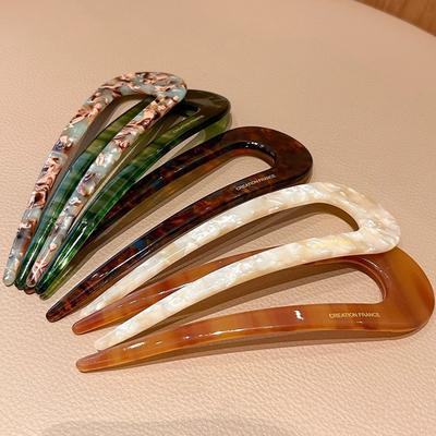 Elegant Temperament New Chinese Retro Acetic Acid U-shaped Hairpin Niche Design Simple and Versatile Meatball Headband Accessory
