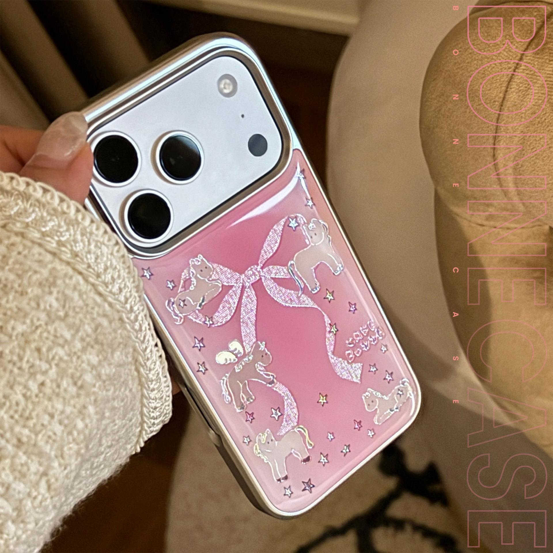 

Позолоченный 17 Чехол для мобильного телефона Iphone17promax Apple 16 Подходит для 14 Розовый Бант Пони Высококачественный Чехол для мобильного телефона iphone 17pro max