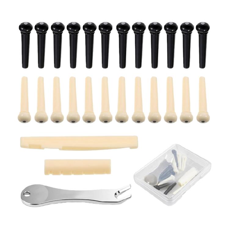 Gitarrenbrücke Ersatzteil ABS-Pins Stege und Metall-Abzieherwerkzeug für einfache Wartung und verbesserte Leistung