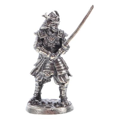 Japanese Shogunate Samurai Soldier Figurine Samurai Statue Mini Sculpture Collectible Vintage Metal Samurai For Home Office Deco