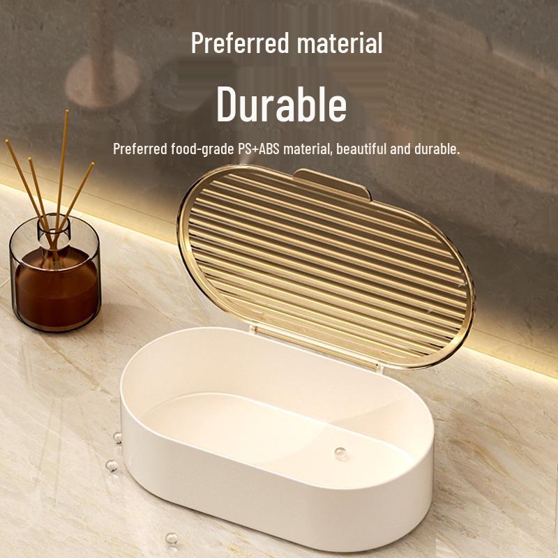 Doppellagige Seifenschale mit Deckel: Elegante Badezimmer-Arbeitsplattenaufbewahrung