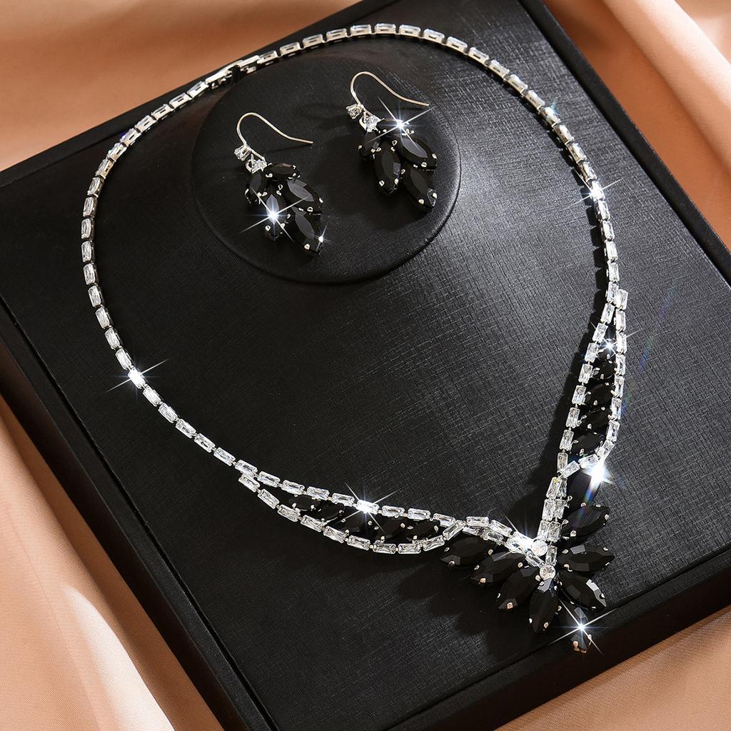 Women Party Wedding Dress Necklace Earrings Two-piece Jewelry Accessories