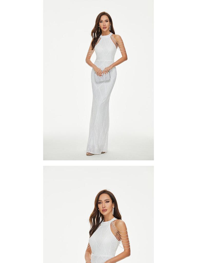 107B Blizgučiais puošni undinėlės silueto vakarinė suknelė influenceriams ir banketams