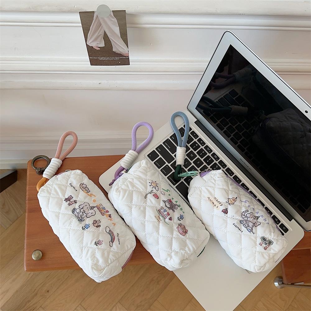 Little Floral Fresh Print Pencil Pouch Lightweight Fabric Zipper Cosmetic Bag