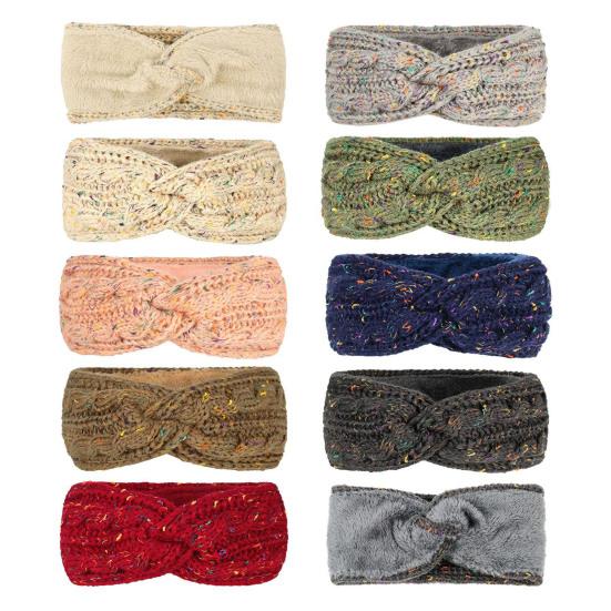 Hårbånd Myk Ull Strikket Pannebånd med Fargerike Prikker Fløyelsfôr Varm Pustende Elastisk Hårstrikk Hårtilbehør