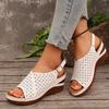 22 new sandals large size shoes open-toe one-word buckle with wedge heel