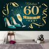 2D "Fabulous 60th Birthday" Backdrop Teal Gold High Heels & Champagne Photography Background Cloth