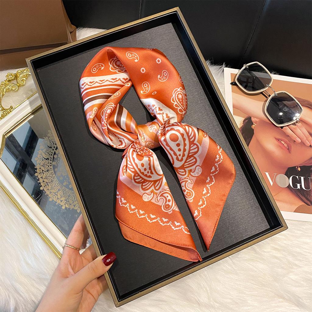 70*70cm Silk Square Scarf Women Paisley Cashew Print Neck Tie Soft Satin Neckerchief Female Foulard Headband Hijab Decorate