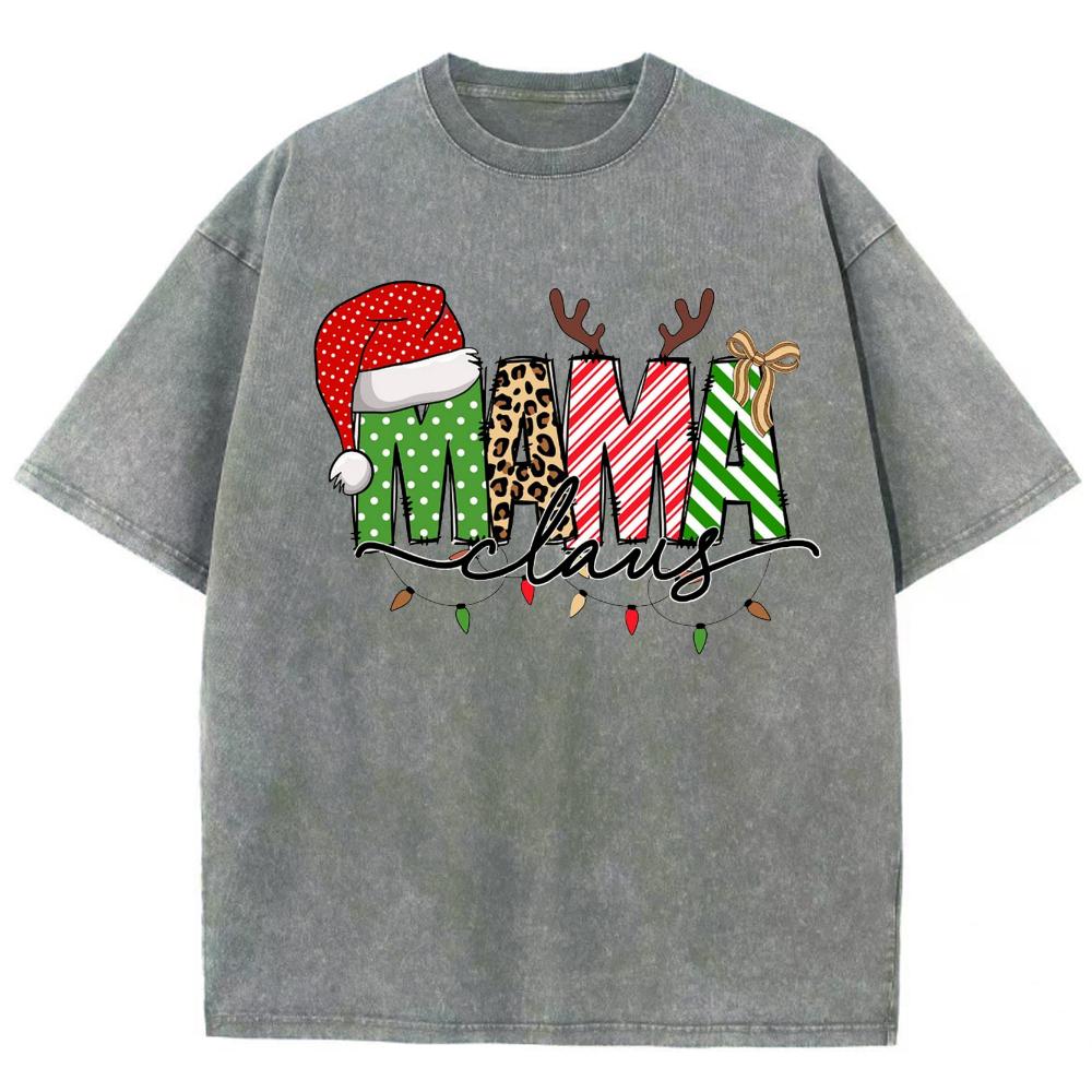 Mother's Day Mama Letter Print Women's Wash T-Shirt Summer Selling Oversized Short Sleeve Unisex Minimalist Top