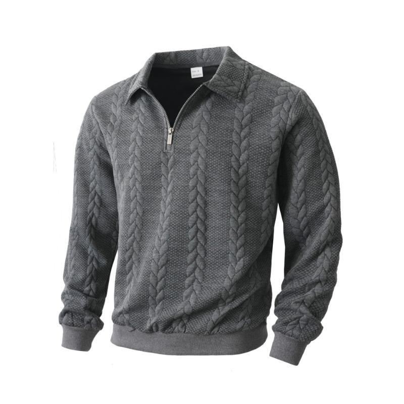 Jacquard Autumn and Winter New Style Lapel Pullover Half Placket Zipper Sweatshirt Casual Sports Men's Knitted