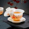 High-Quality Jade Porcelain Gaiwan Set: 3-Piece, Heat-Resistant, Ceramic Kung Fu Tea Brewing Bowl