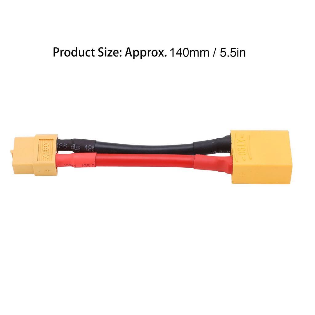 XT60 Female to XT90 Male Connector 12AWG High Bending RC Connector Reusable XT60 Connector for RC Car Model Aircraft Model