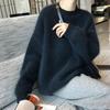 Women's Black Mink Cashmere Pullover Sweater - Soft, Cozy & Oversized for Autumn/Winter