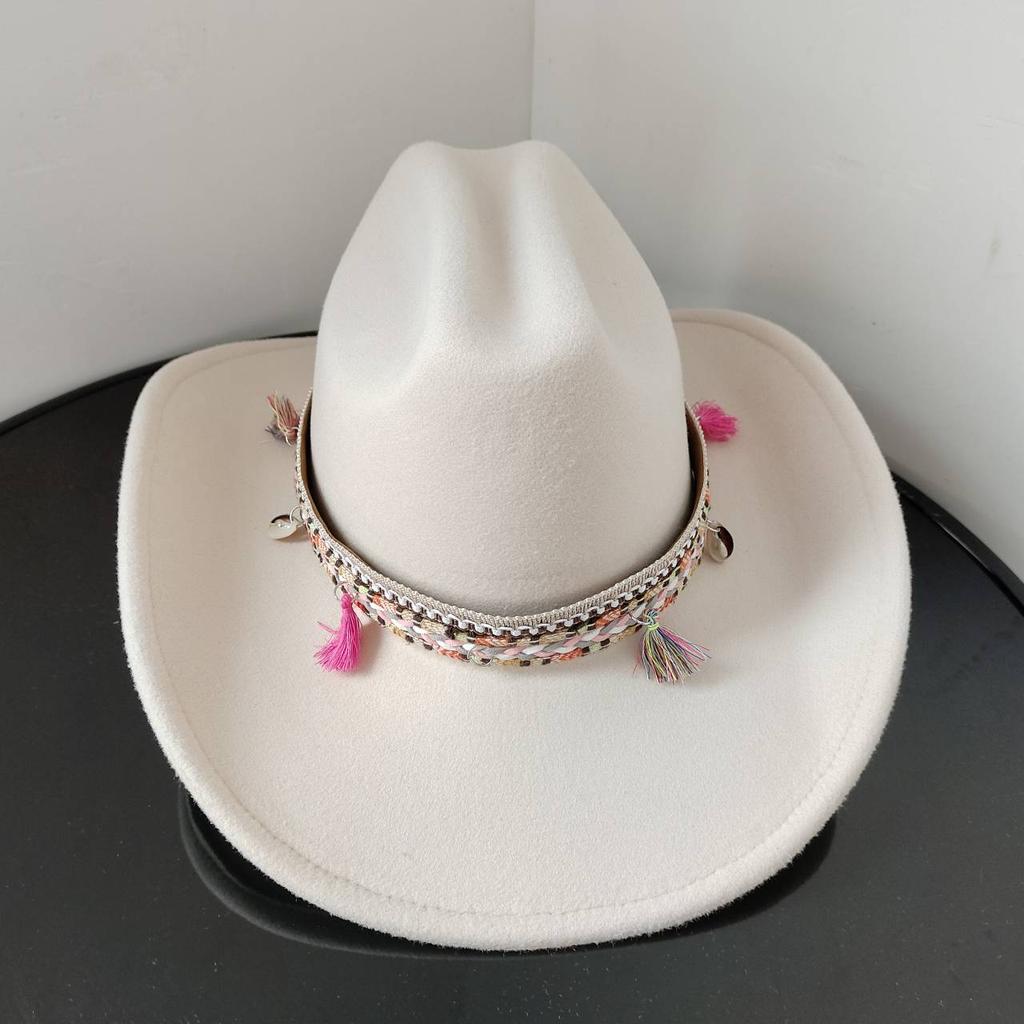 New White Western Cowboy Hat For Men And Women Jazz Cowboy Hat Color Belt Accessories Panama Sombrero Hombre Hat