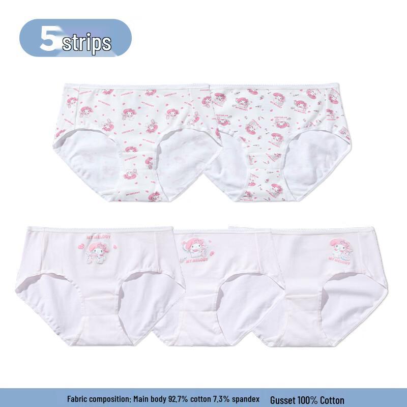 tutuanna Sanrio Collaboration Women s Mid-Waist Cotton Briefs 5-Pack XL