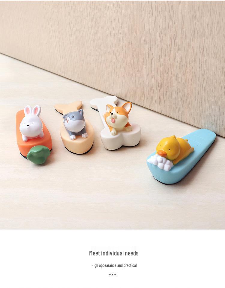 Cute Animal Resin Door Stopper: Creative Anti-Collision Door Blocker Ornament for Living Rooms