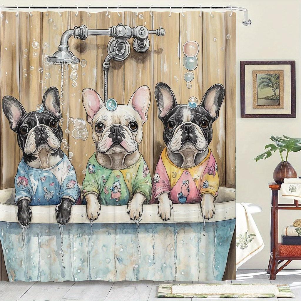 1pc Shower Curtain - Colorful Easter Bunnies and Eggs Pattern for a Festive Bathroom Waterproof