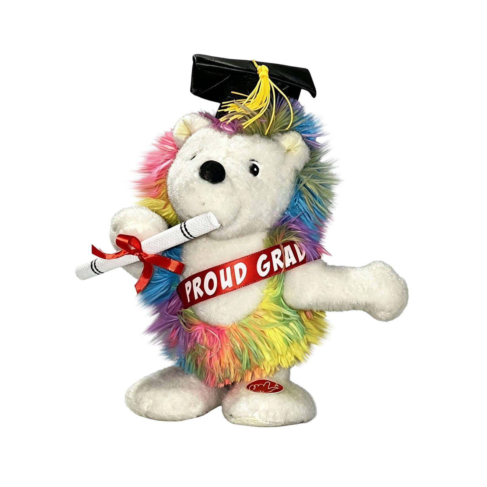 Plush Graduation Hedgehog Toy with Graduation Cap and Diploma Soft Stuffed Animal Graduation Gift for Graduation Season Celebration