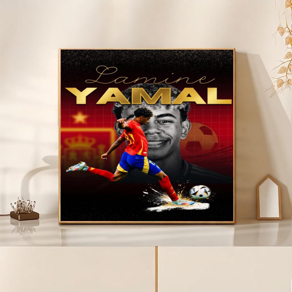 Lamine Yamal 19 Football Star 5D Diy Diamond Painting Round Diamond Diy Frameless Holiday Artwork Suitable For Home Office Wall Decoration