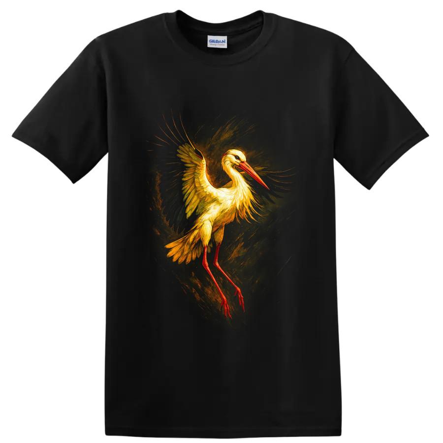 White Stork T Shirt Flying Bird Wildlife Art Nature Lover Graphic Tee Gift Idea