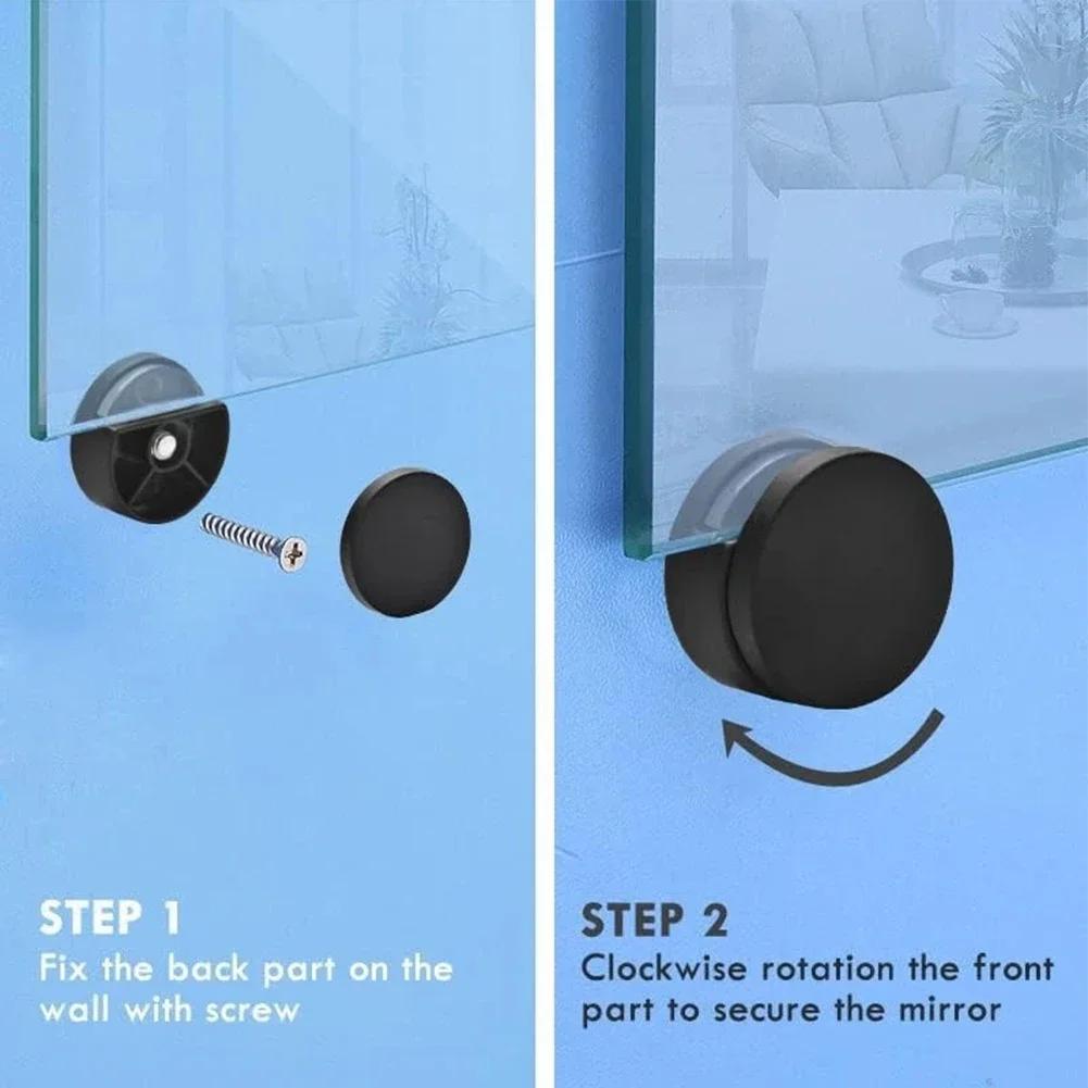 4 Pack Mirror Holder Clips Zinc Alloy For Bathroom Use Designed For 3mm To 5mm Glass Thickness Chic Black Finish