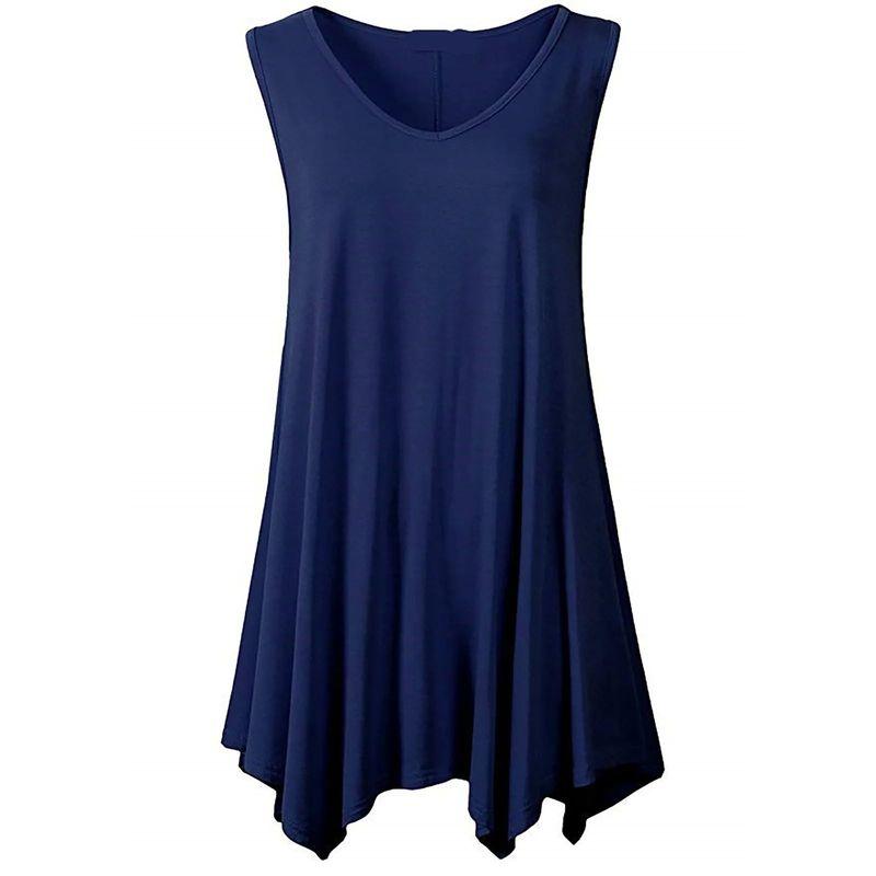 

Women s T-shirt Sleeveless Base Shirt Women s Solid T-shirt Sleeveless Bottoming Shirt Navy blue 5XL